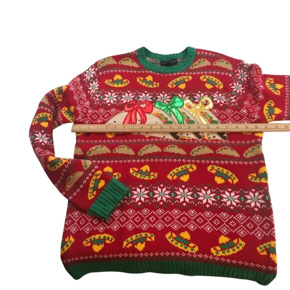 Christmas Sweater Tacos  Unisex Men Women Ugly Mexican Fiesta Size Medium - Picture 5 of 13